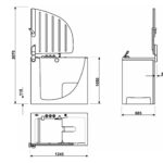 afmetingen instapbad met zwenkdeur